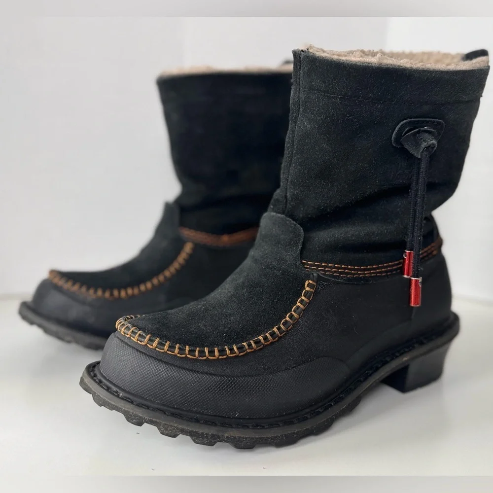 Woolrich Fully Wooly Black Slip Lined Winter Boots Shoes Women's Size 8